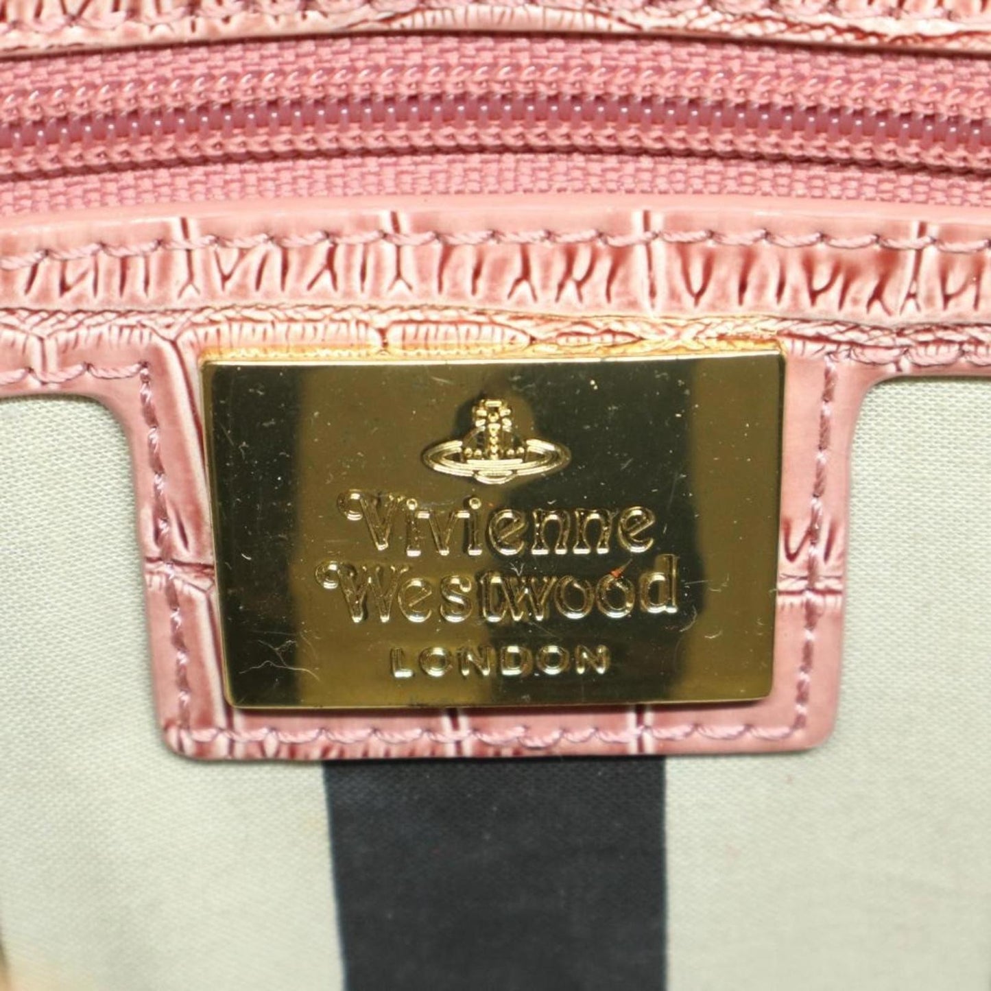 Vivienne Westwood - Orb Heart Shaped Pink Embossed Handbag