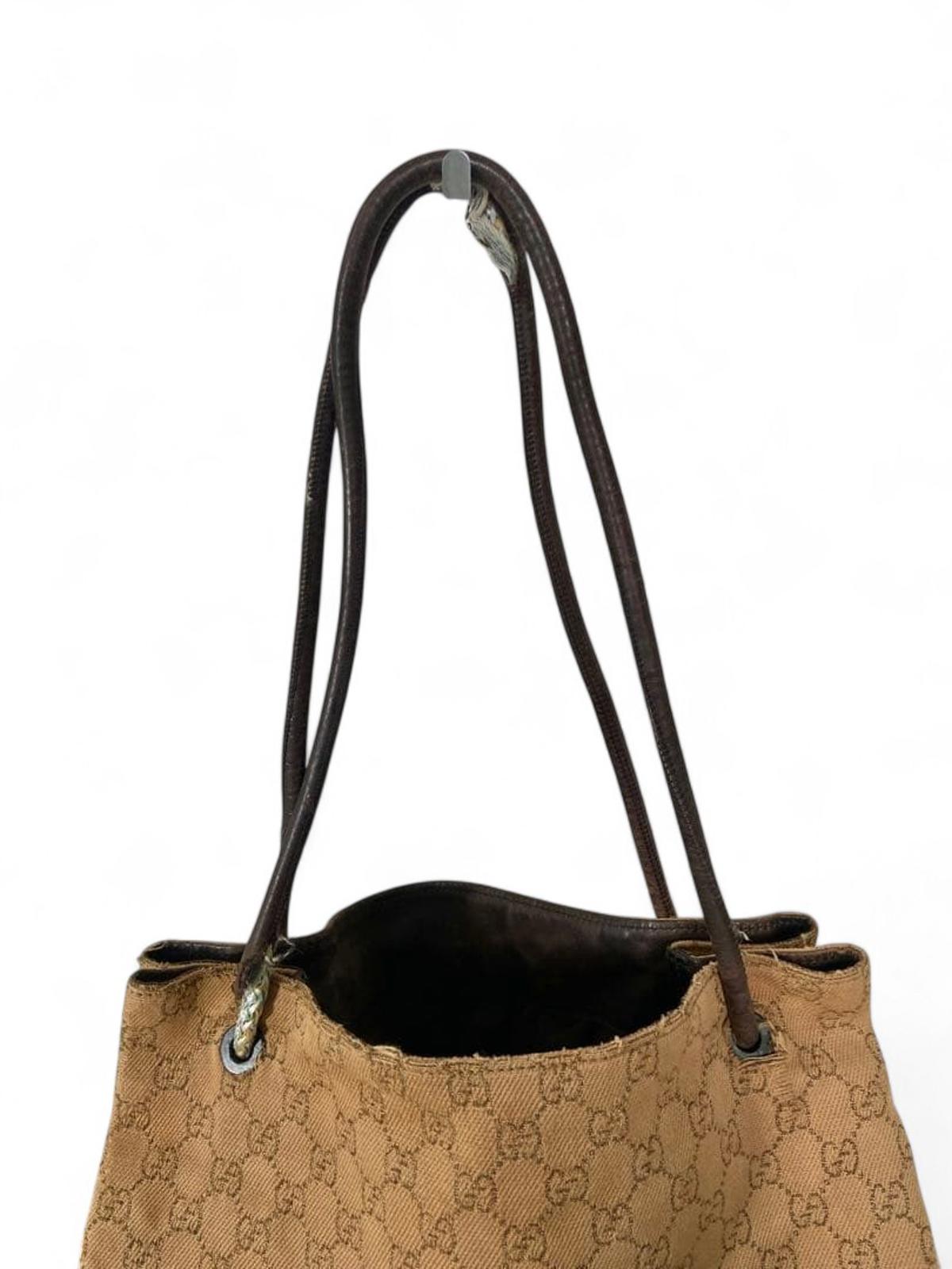 Gucci - Beige Monogram Canvas Shoulder Bag