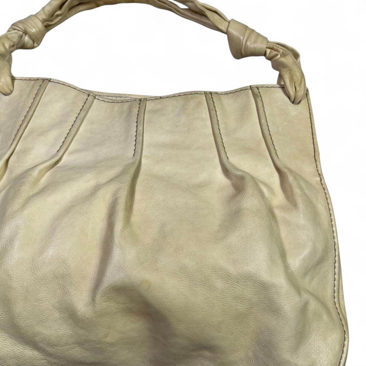 Miu Miu- Beige Leather Handbag with Knotted Handles