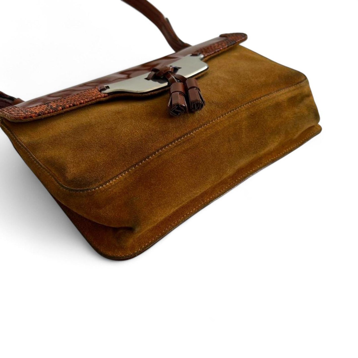 Prada - Women's Shoulder Bag in Brown Suede and Leather with