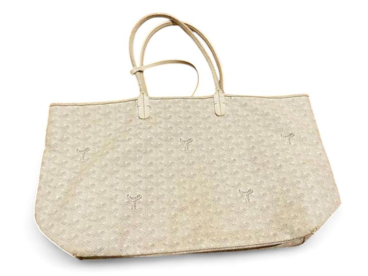 Goyard - Beige Tote Bag with Signature Chevron Pattern