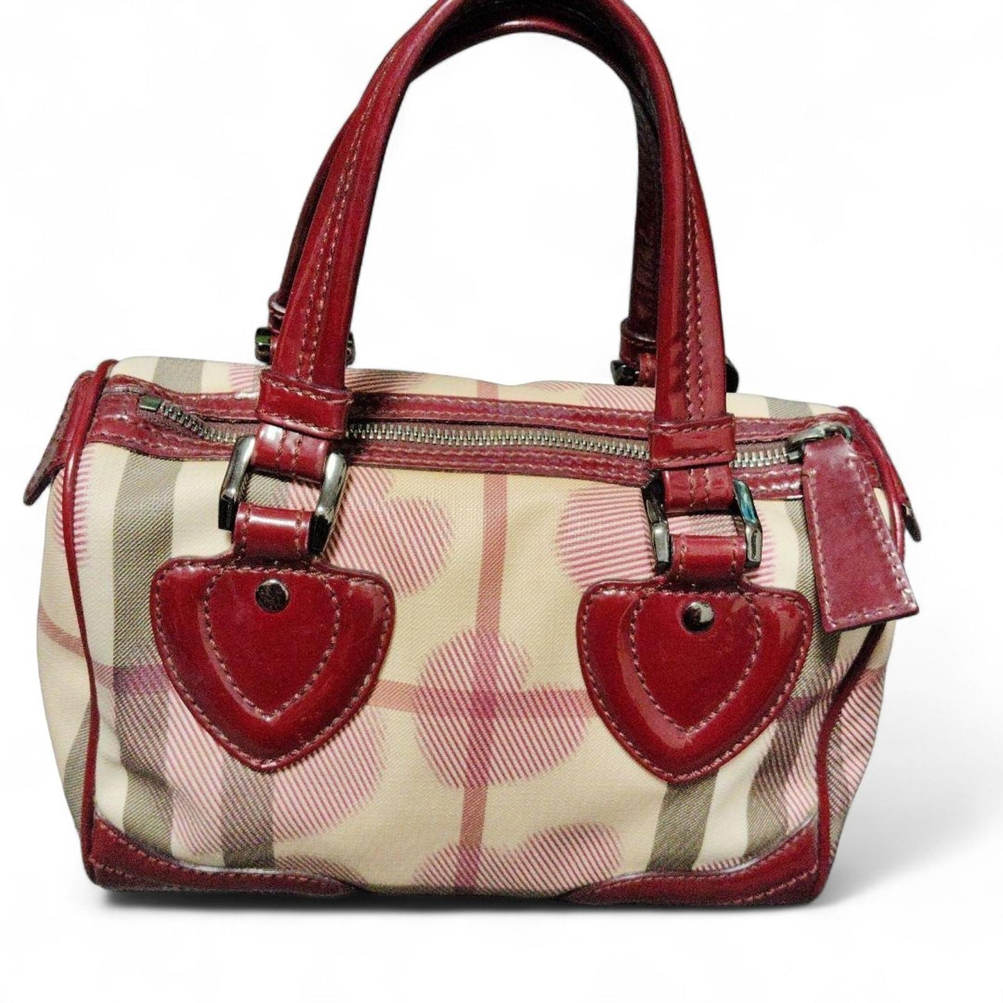 Burberry - Women's Satchel Bag in Beige and Red Checkered