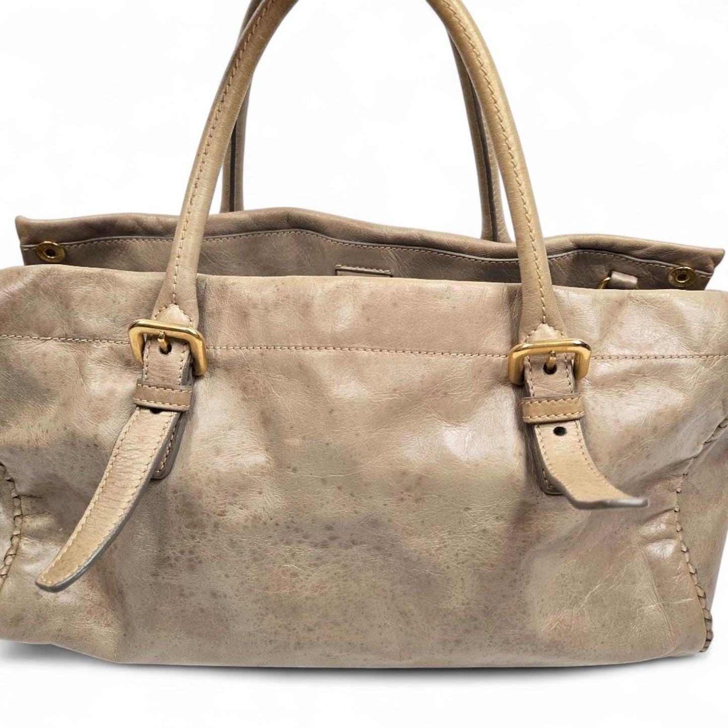 Prada - Beige Leather Handbag with Detachable Strap
