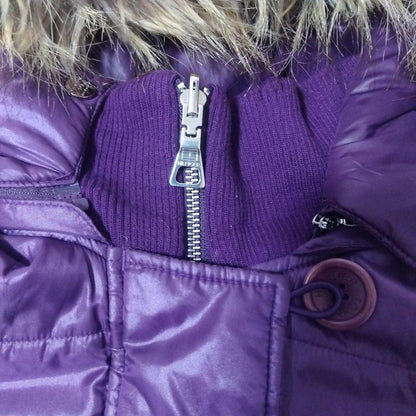 Tommy Hilfiger - Purple Puffer Jacket with Faux Fur Hood
