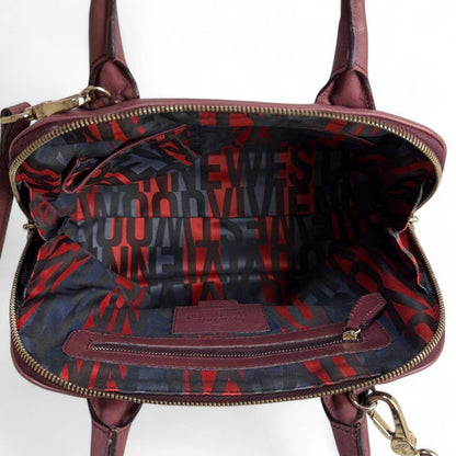 Vivienne Westwood - Burgundy Leather Handbag with Dual Top-3