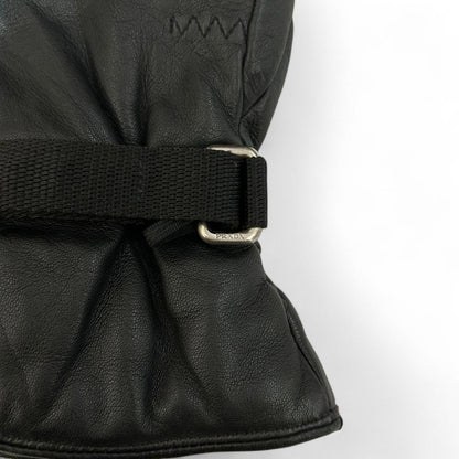 Prada - Black Leather Ice Hockey Protective Gloves