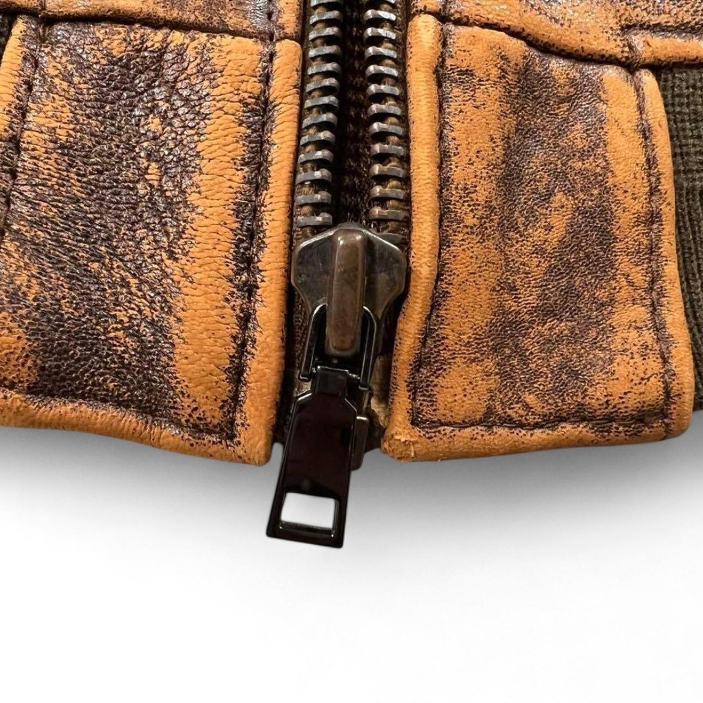 Avirex - Vintage Style Brown Leather Bomber Jacket with PTC