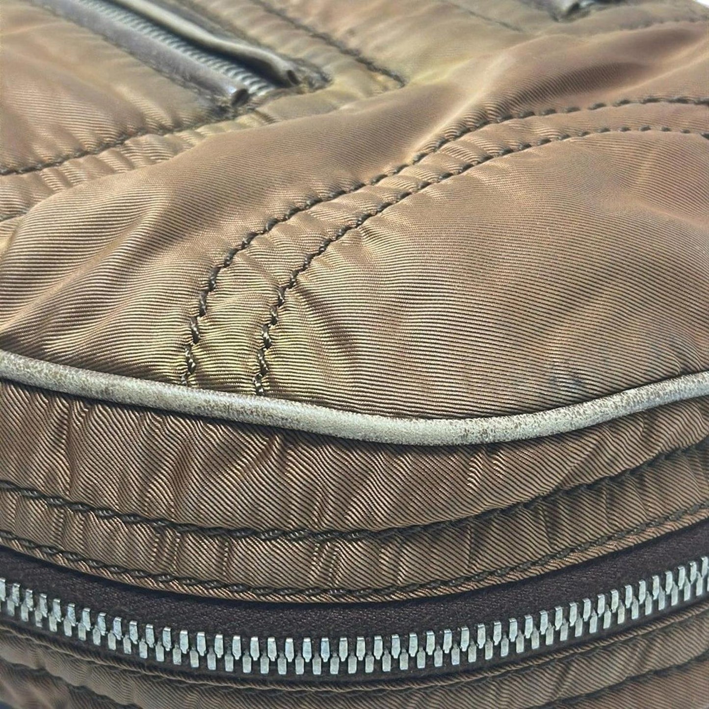 Tod's - Brown Nylon Shoulder Bag Front Zipper Pockets