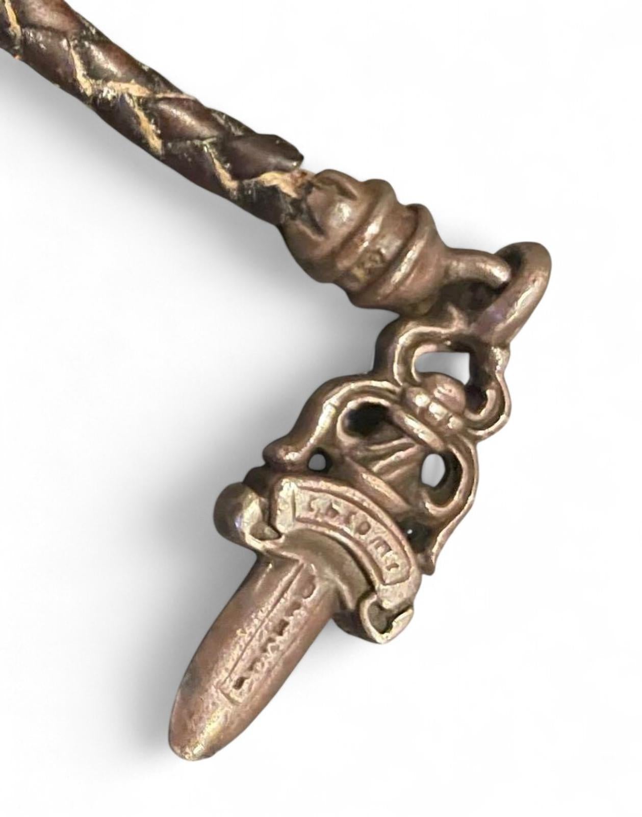 Chrome Hearts - Leather Bracelet with Dagger Charm