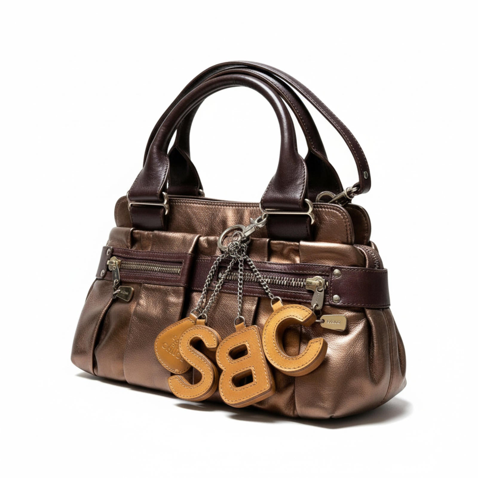 Chloé - Metallic Bronze Leather Handbag Charm