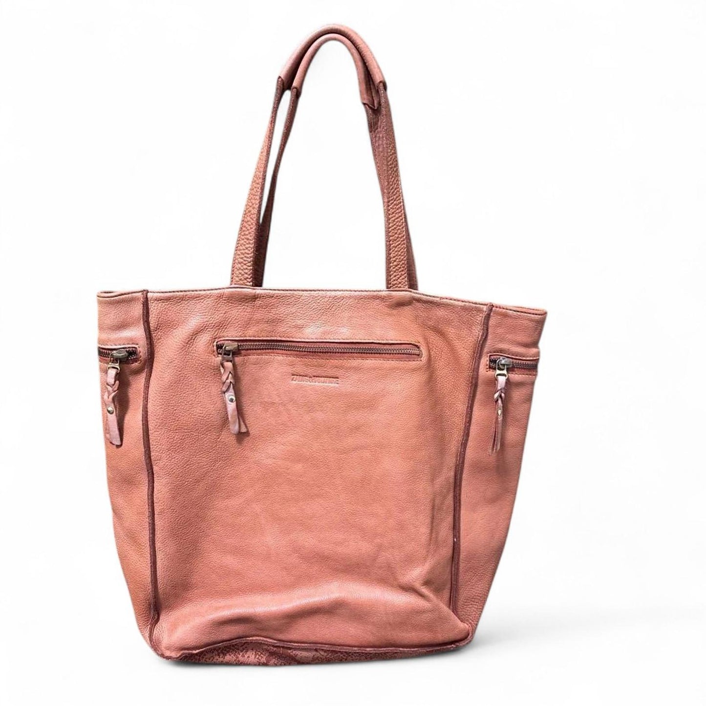 Zadig & Voltaire - Women's Pink Leather Tote Bag with Snakeskin Accen