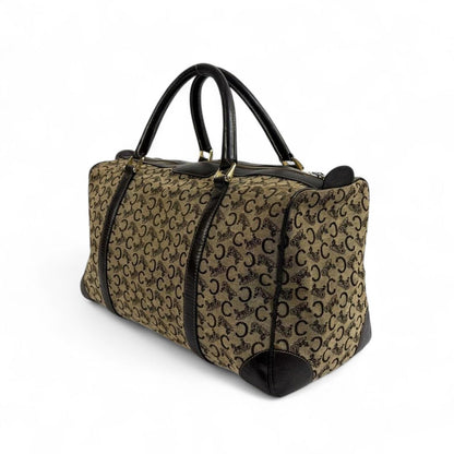 Celine - Vintage Monogram Canvas Handbag with Black Leather