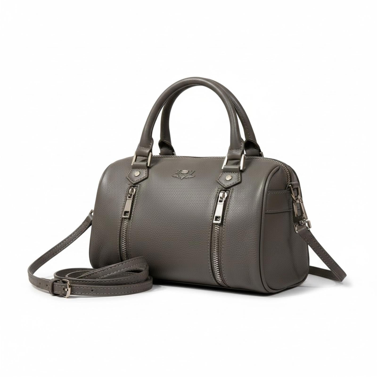 Zadig & Voltaire - Grey Leather Handbag Dual Handles Adjustable