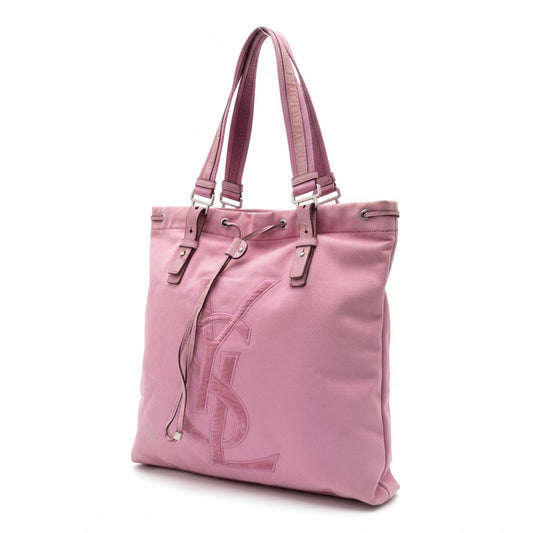 Saint Laurent - Pink Canvas Tote Bag Leather Trim
