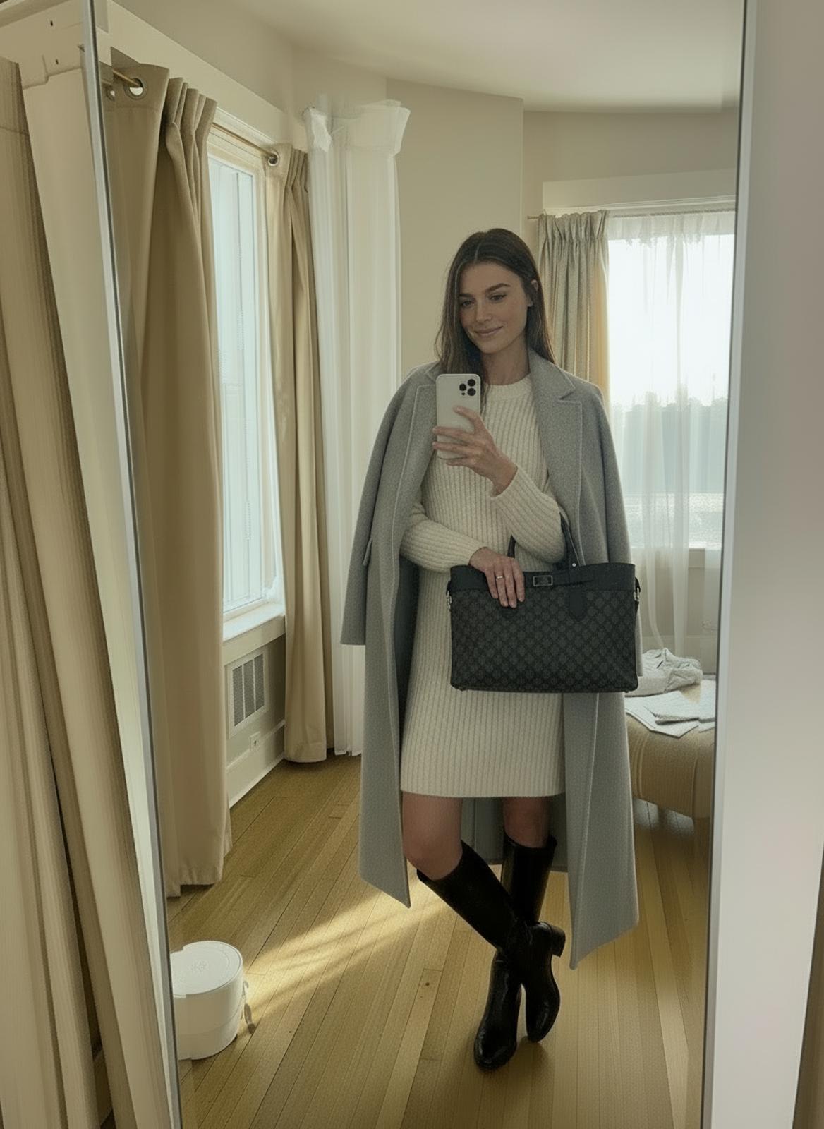 Gucci - Black GG Monogram Tote Bag