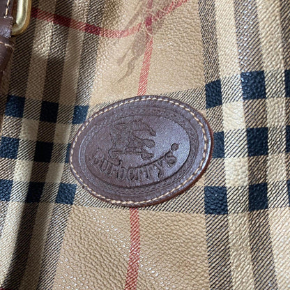 Burberry - Vintage Checkered Travel Bag with Brown Leather