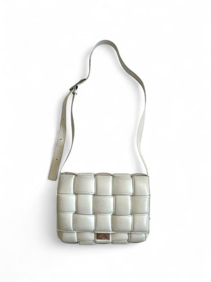 Bottega Veneta - White Woven Leather Shoulder Bag