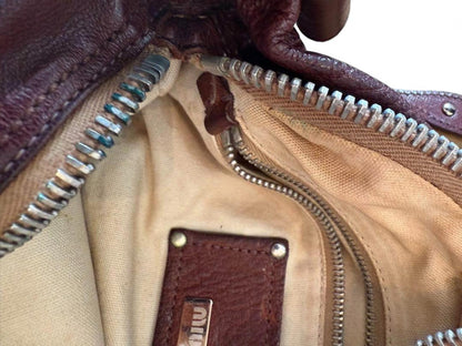 Miu Miu- Brown Leather Women's Shoulder Bag with Butterfly-