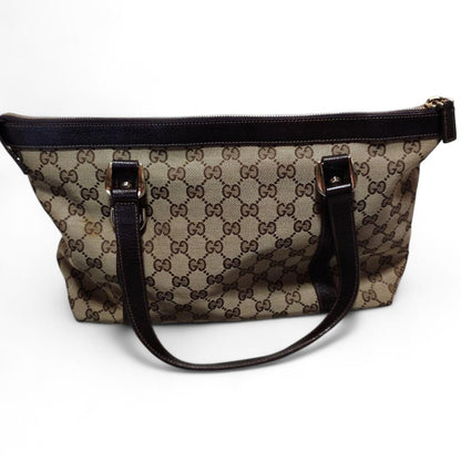 Gucci - Monogram Canvas Handbag Leather Trim