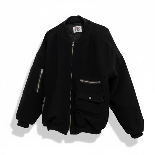 Issey Miyake - Black Men's Bomber Jacket with Multiple Pockets