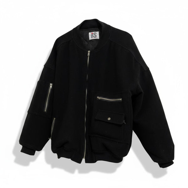 Issey Miyake - Black Men's Bomber Jacket with Multiple Pockets