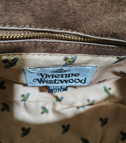 Vivienne Westwood - Brown Suede Shoulder Bag with Orb Logo