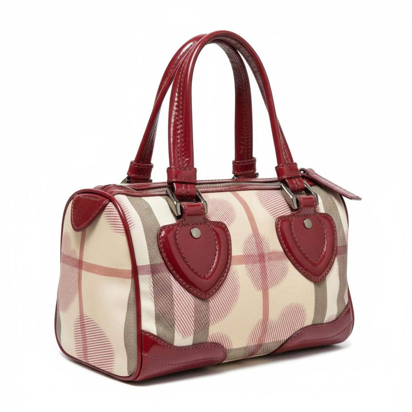 Burberry - Women's Satchel Bag in Beige and Red Checkered