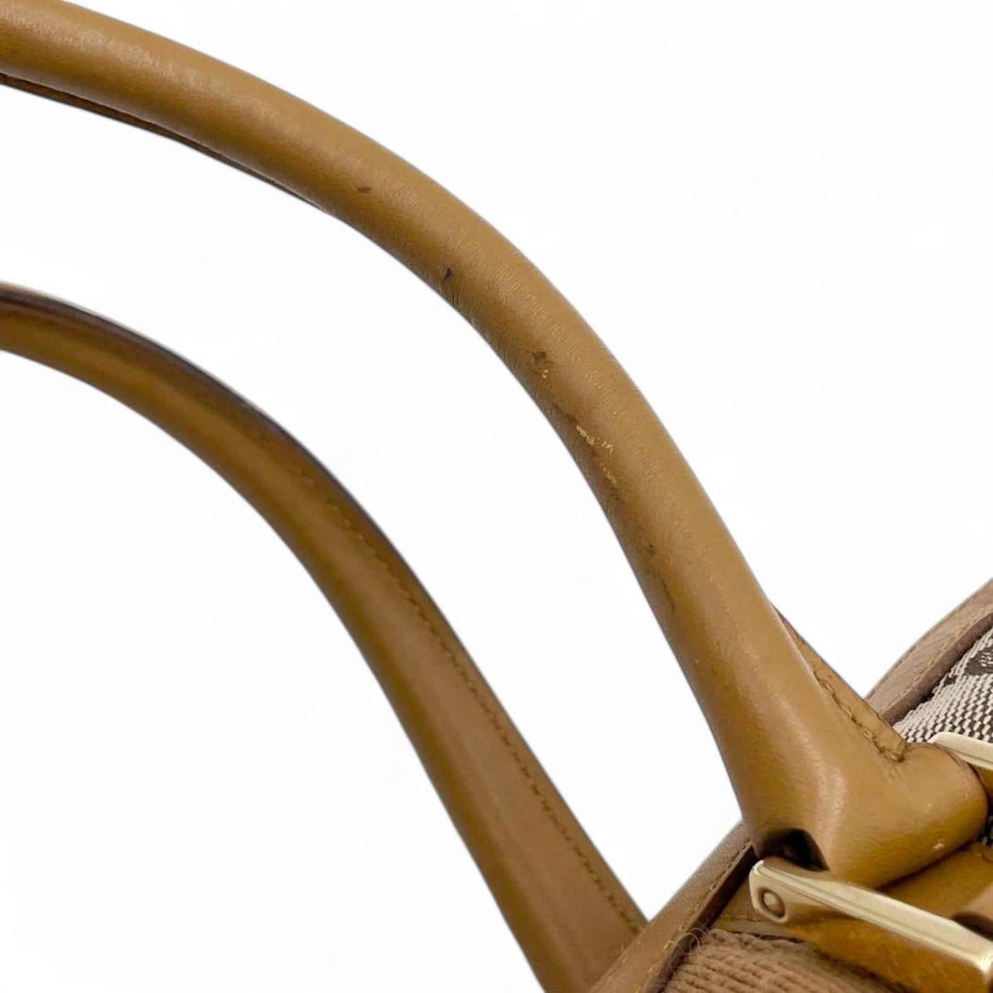 Gucci - Vintage GG Canvas Satchel Bag with Red Stripe