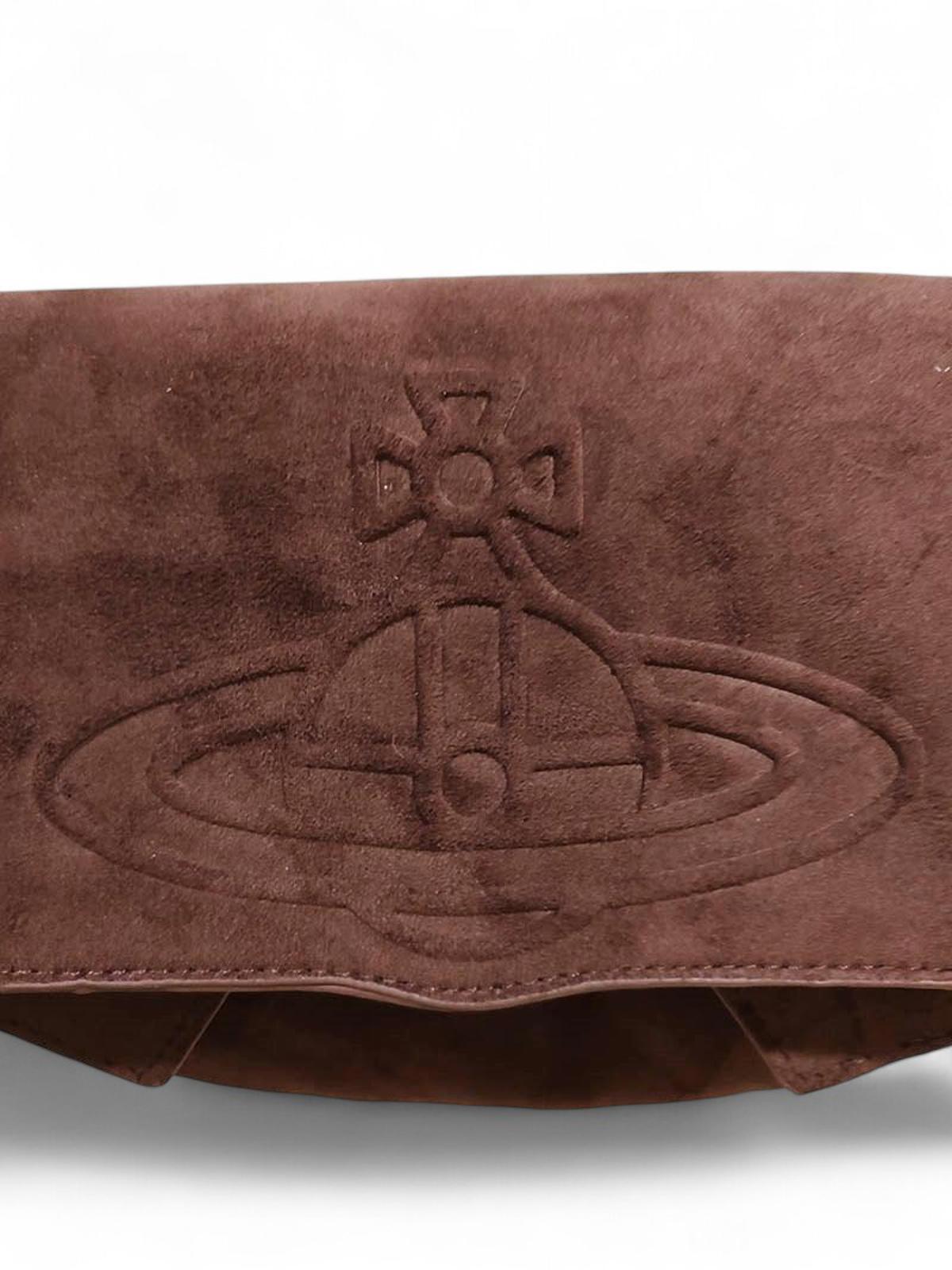 Vivienne Westwood - Brown Suede Shoulder Bag with Orb Logo
