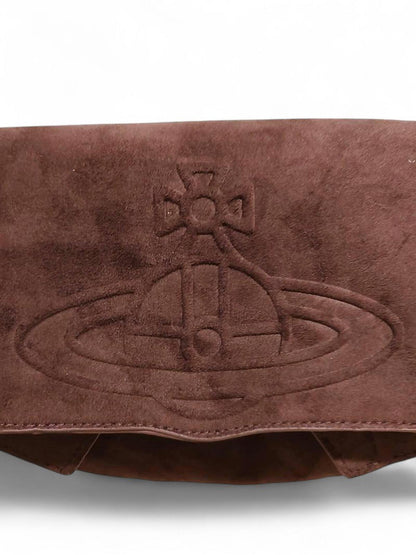 Vivienne Westwood - Brown Suede Shoulder Bag with Orb Logo