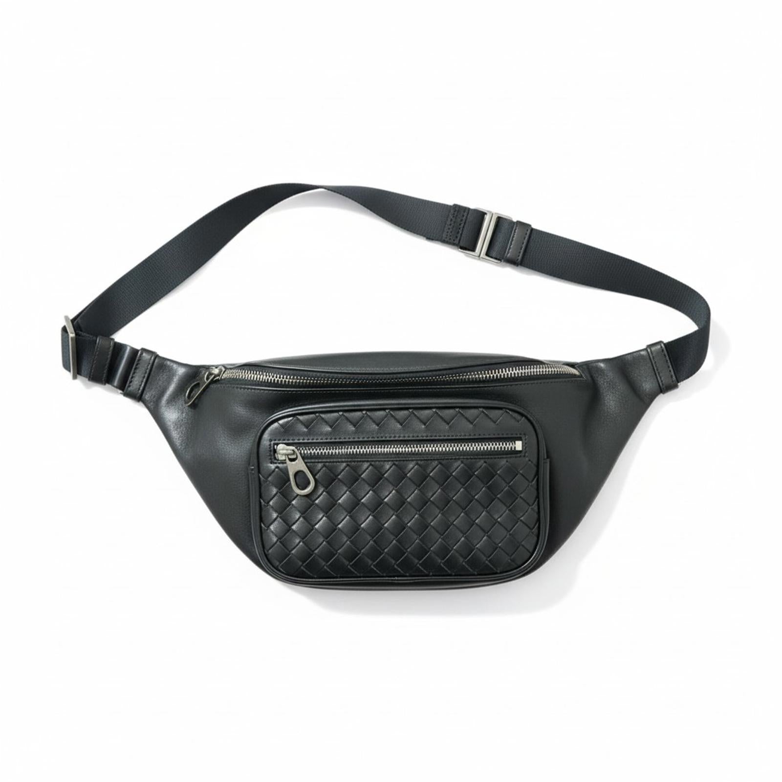Bottega Veneta - Black Woven Leather Men's Waist Bag