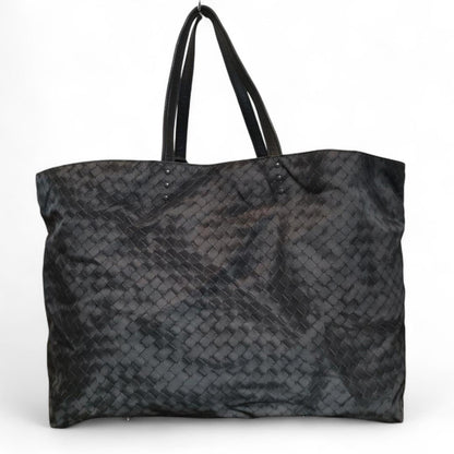 Butterfly Logo Brand - Black Woven Leather Tote Bag