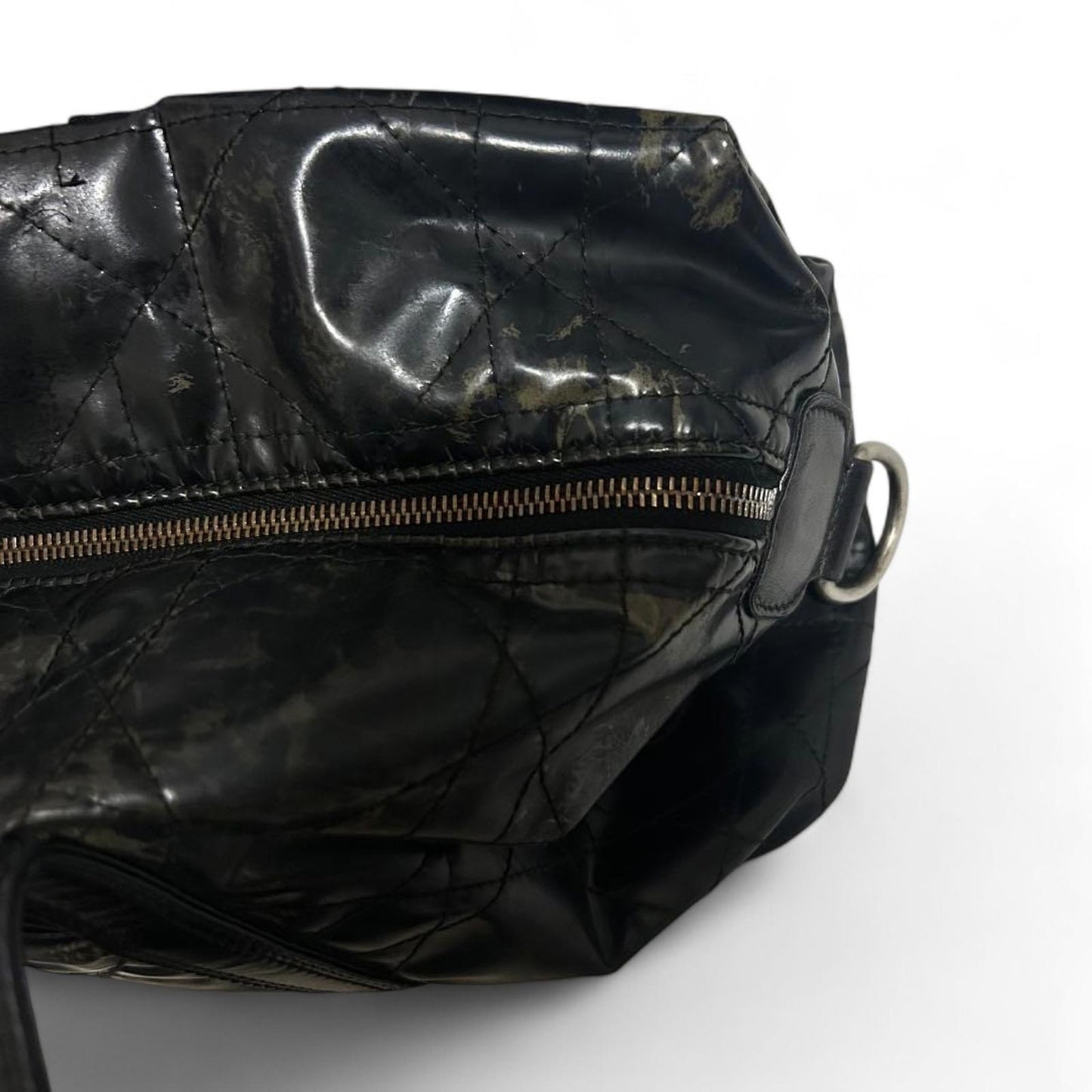 Dior - Black Quilted Leather Handbag Silver 'D' Charm