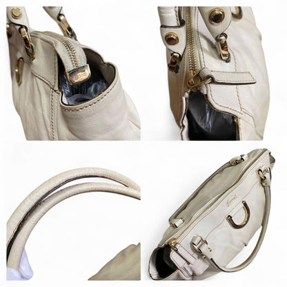 Gucci - Abbey Mini White Leather Handbag Gold Hardware