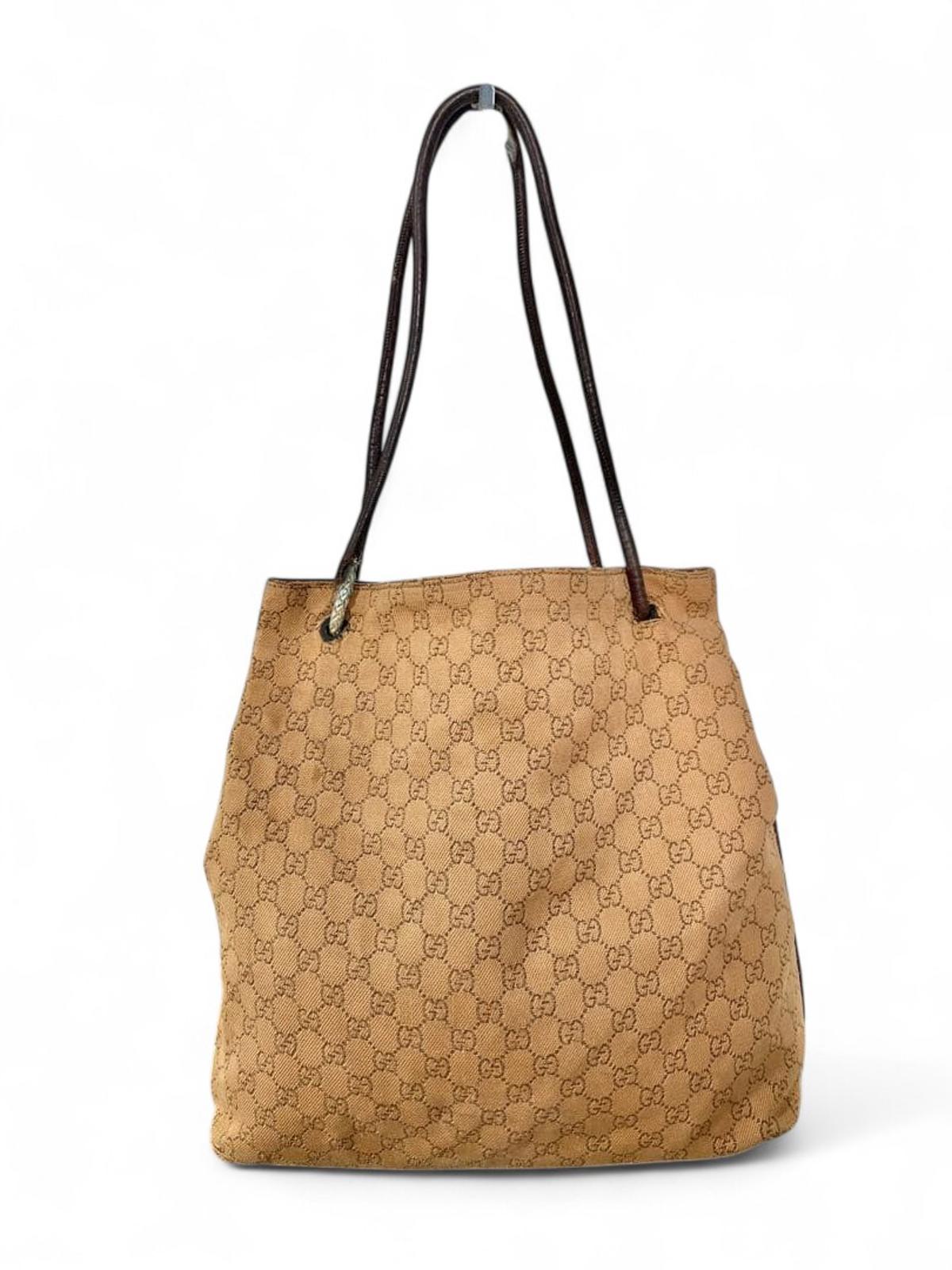 Gucci - Beige Monogram Canvas Shoulder Bag