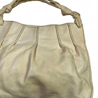 Miu Miu- Beige Leather Handbag with Knotted Handles