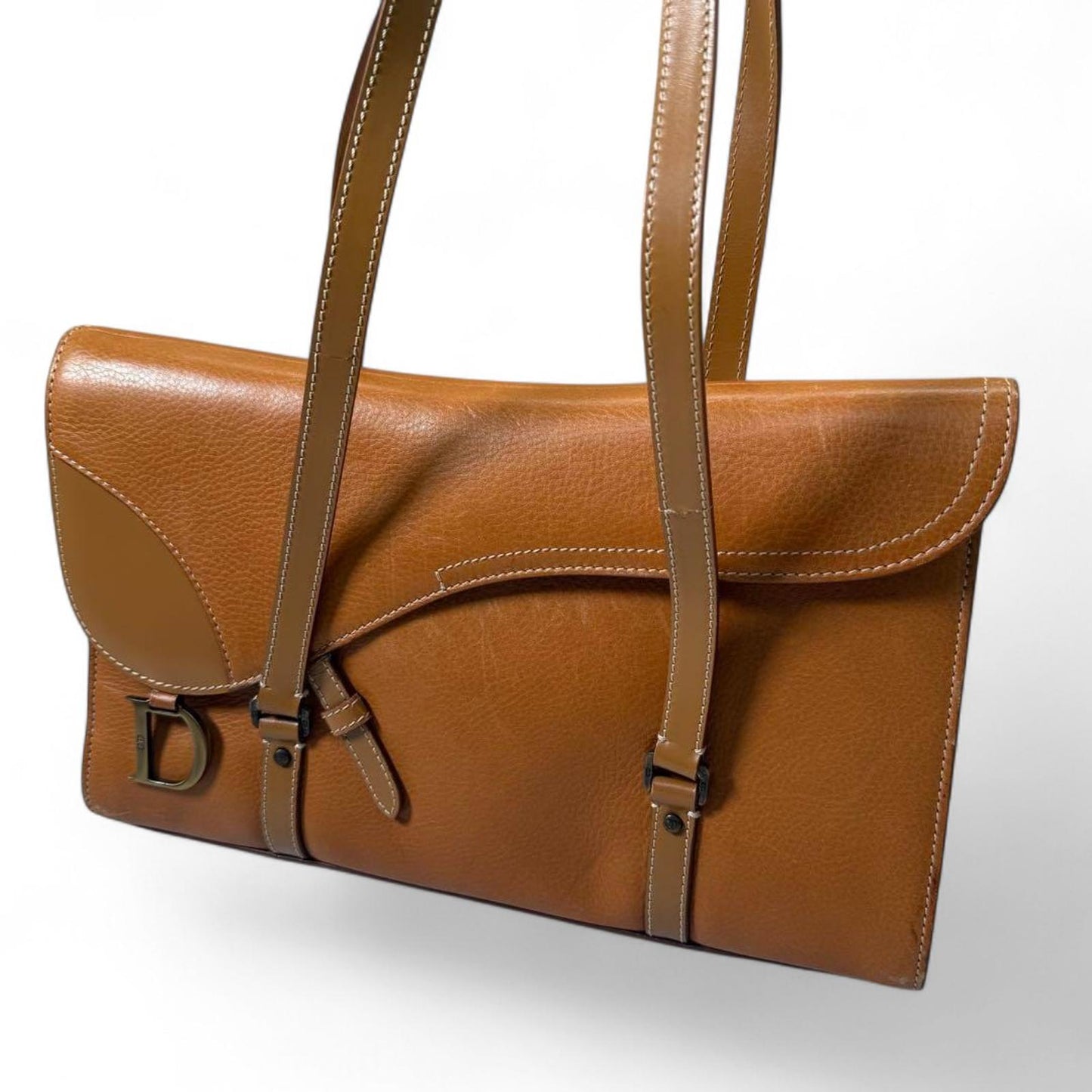 Dior - Brown Leather Shoulder Bag with Double Strap