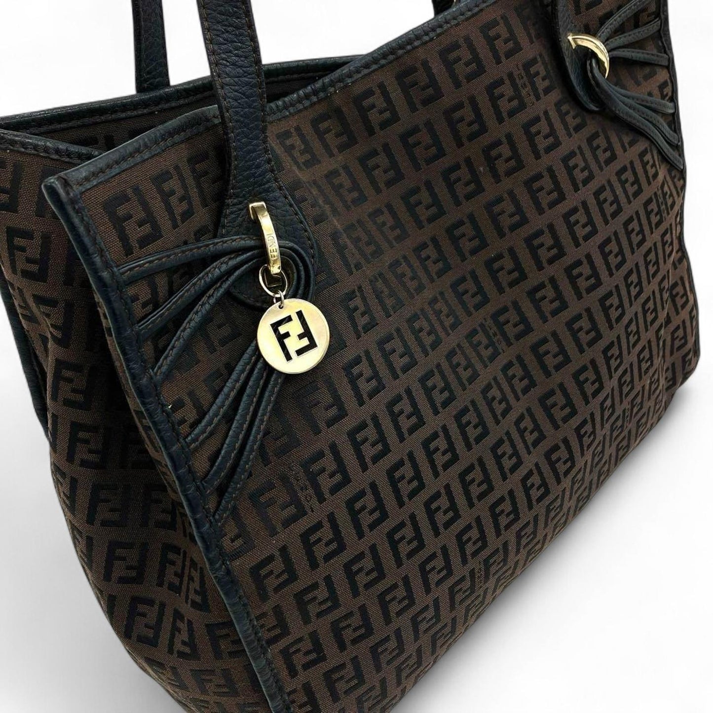 Fendi - Brown FF Logo Canvas Tote Bag
