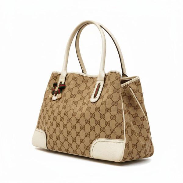 Gucci - Beige Monogram Canvas Handbag Leather