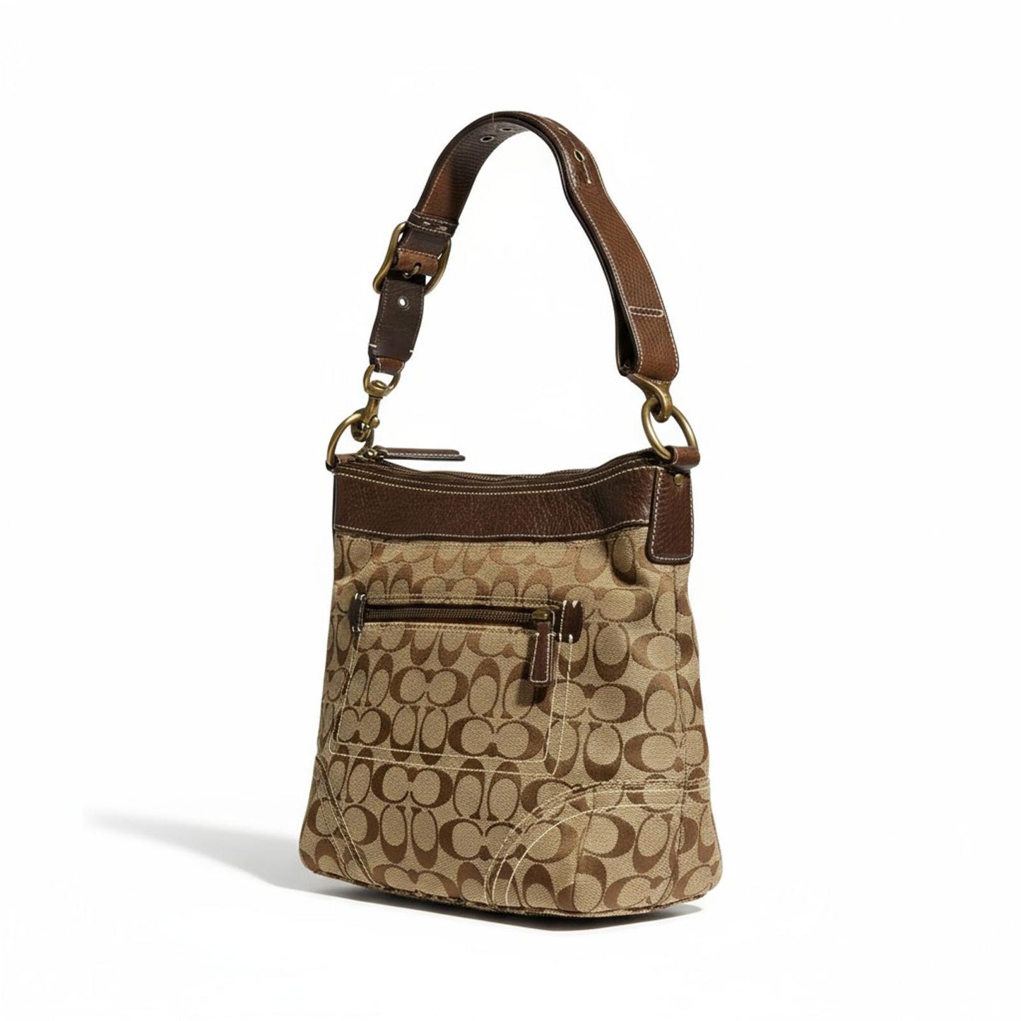 Coach - Signature Canvas Shoulder Bag in Brown