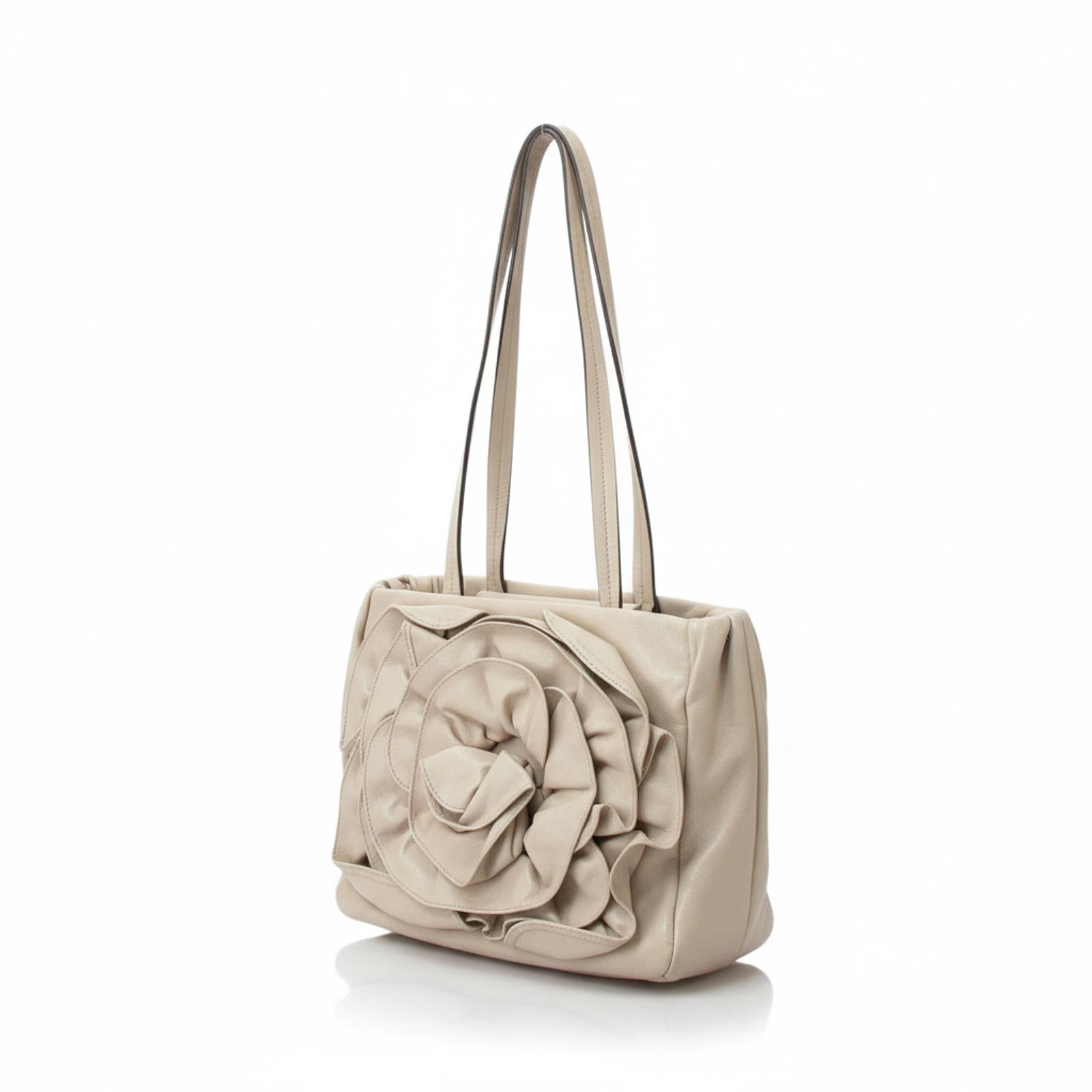 Saint Laurent - Beige Leather Handbag Floral