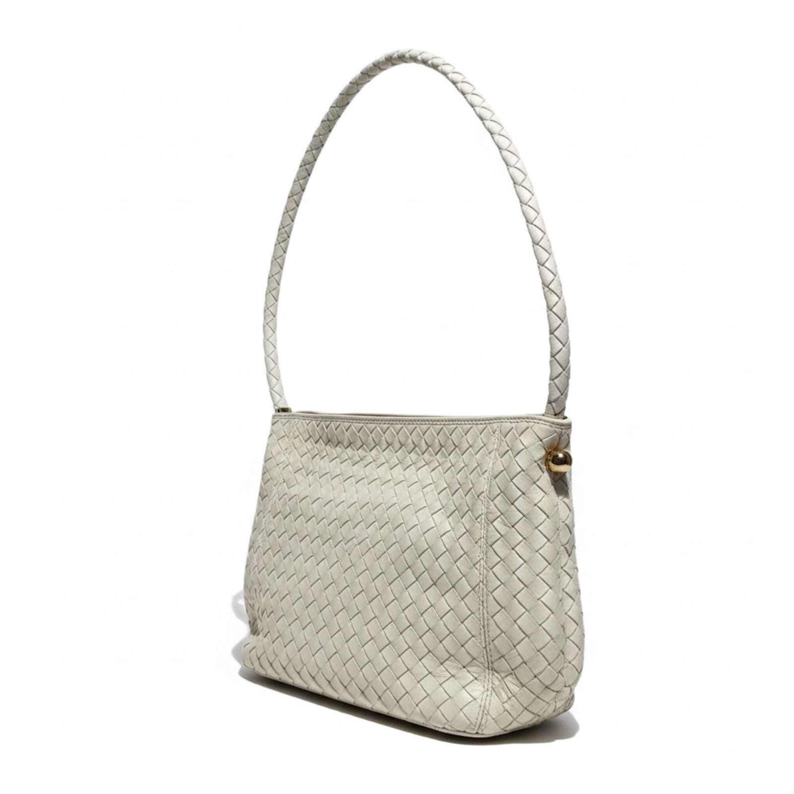 Bottega Veneta - White Woven Leather Shoulder Bag