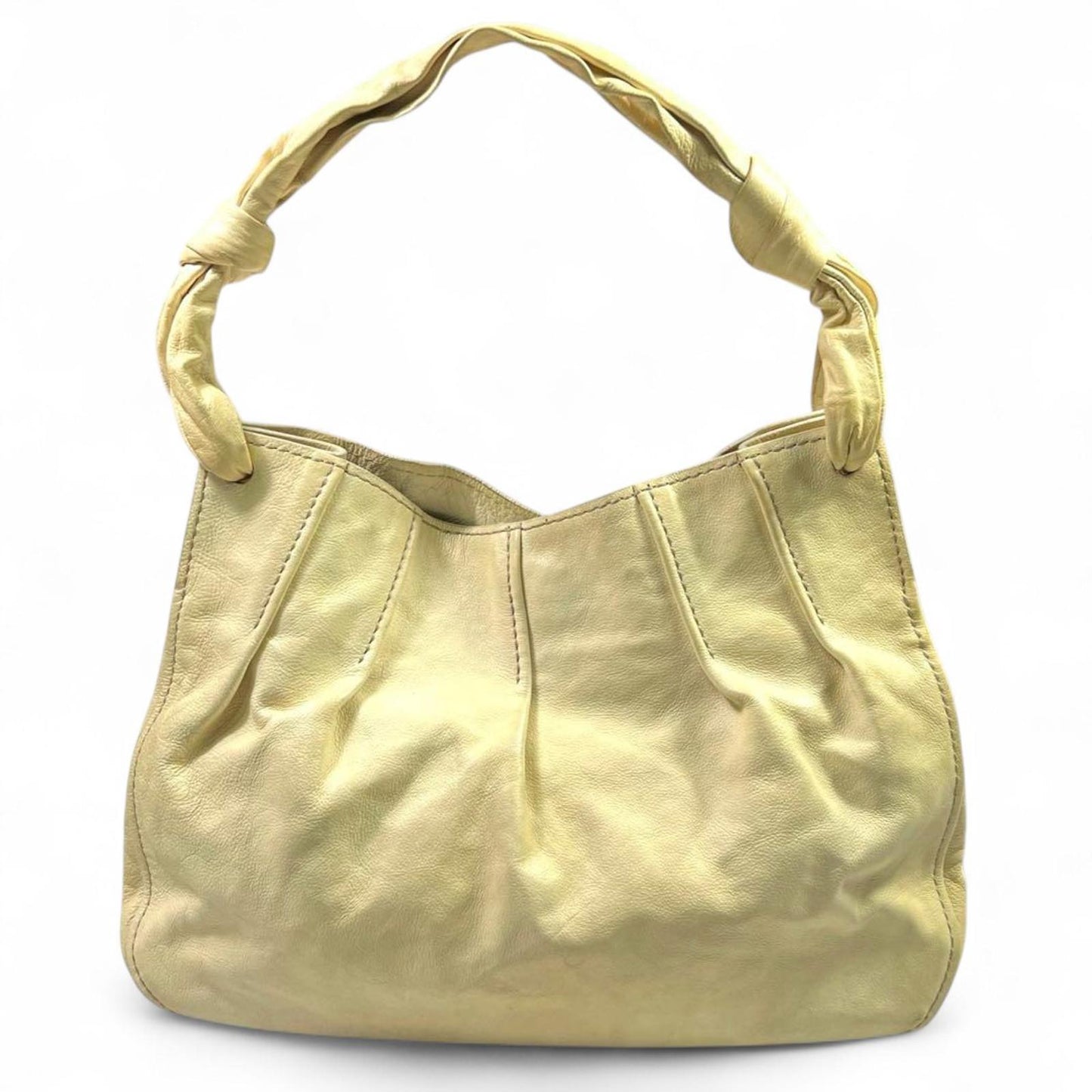 Miu Miu- Beige Leather Handbag with Knotted Handles