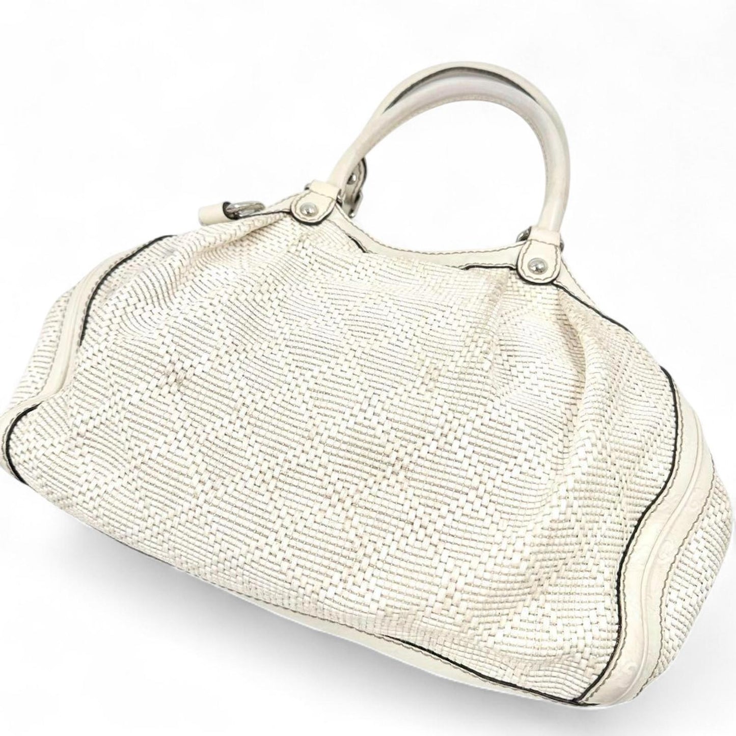 Gucci - White Leather Handbag Signature Logo