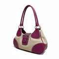 Prada - Beige Purple Leather Handbag Buckle Detail