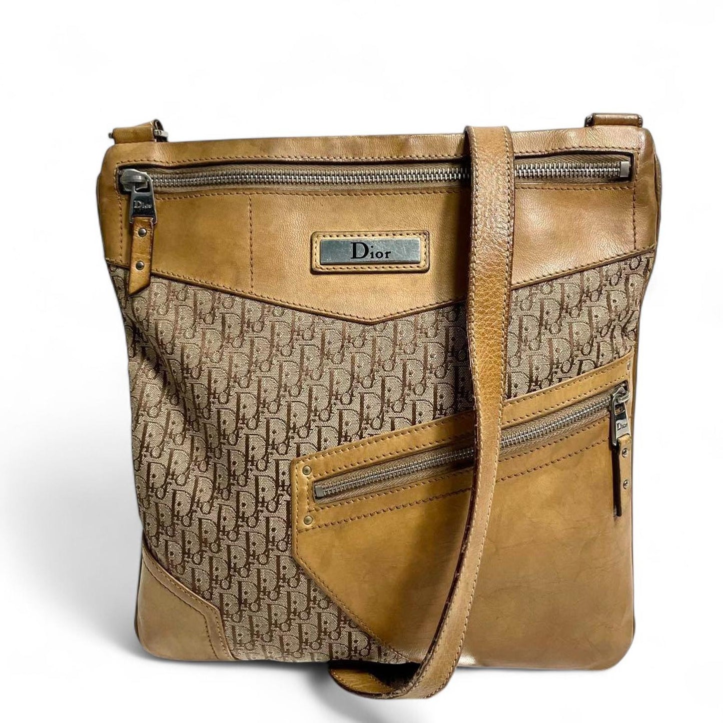 Dior - Vintage Monogram Canvas and Leather Crossbody Bag