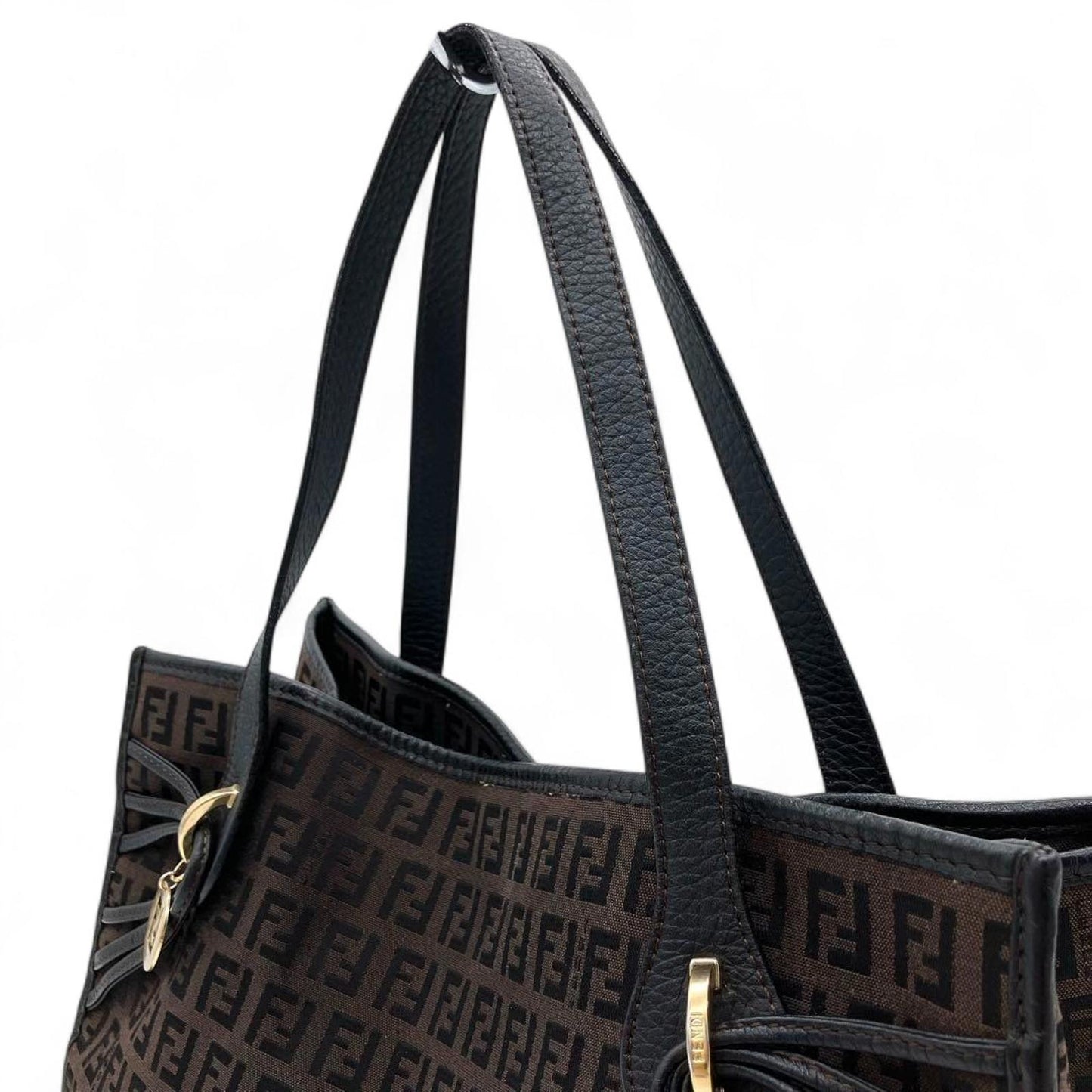 Fendi - Brown FF Logo Canvas Tote Bag