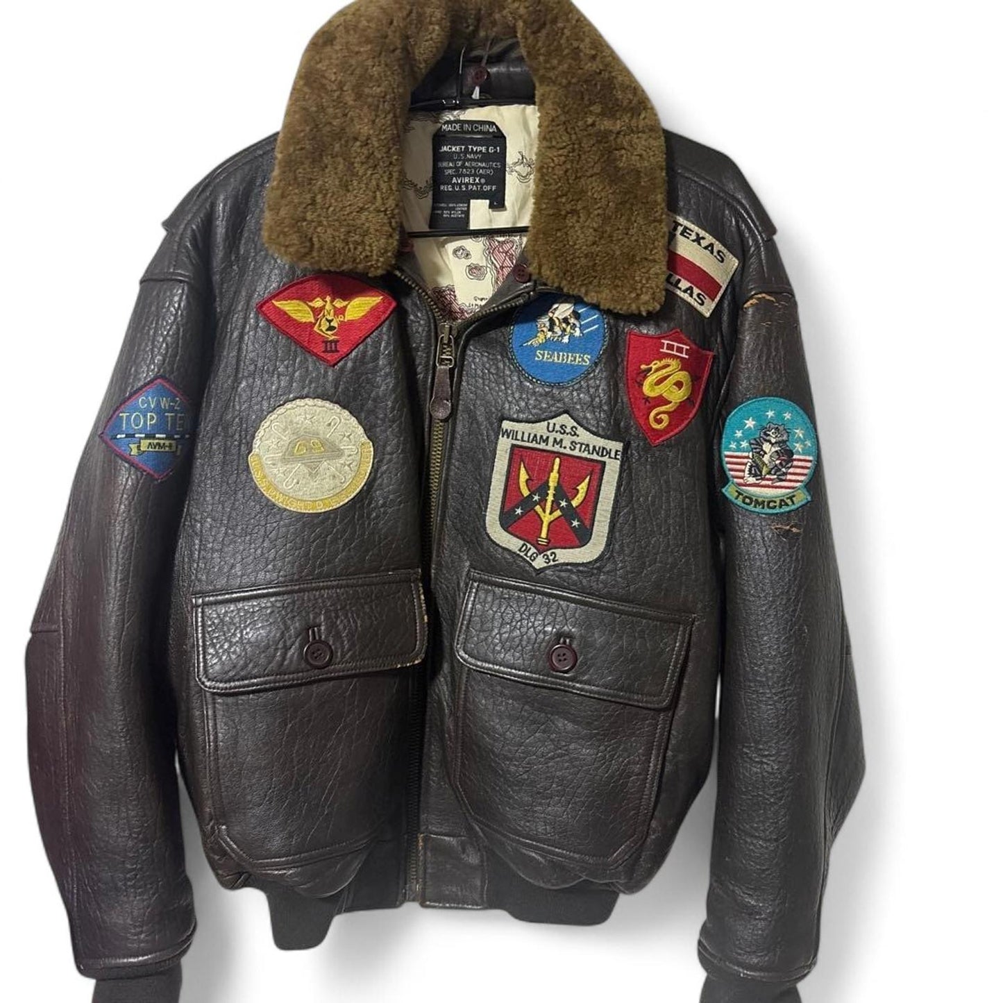 Avirex - U.S. Navy G-1 Leather Flight Jacket with Military P