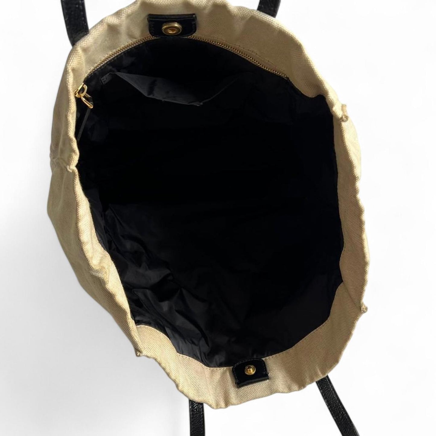 Miu Miu - Canvas Tote Bag Black Leather Handles