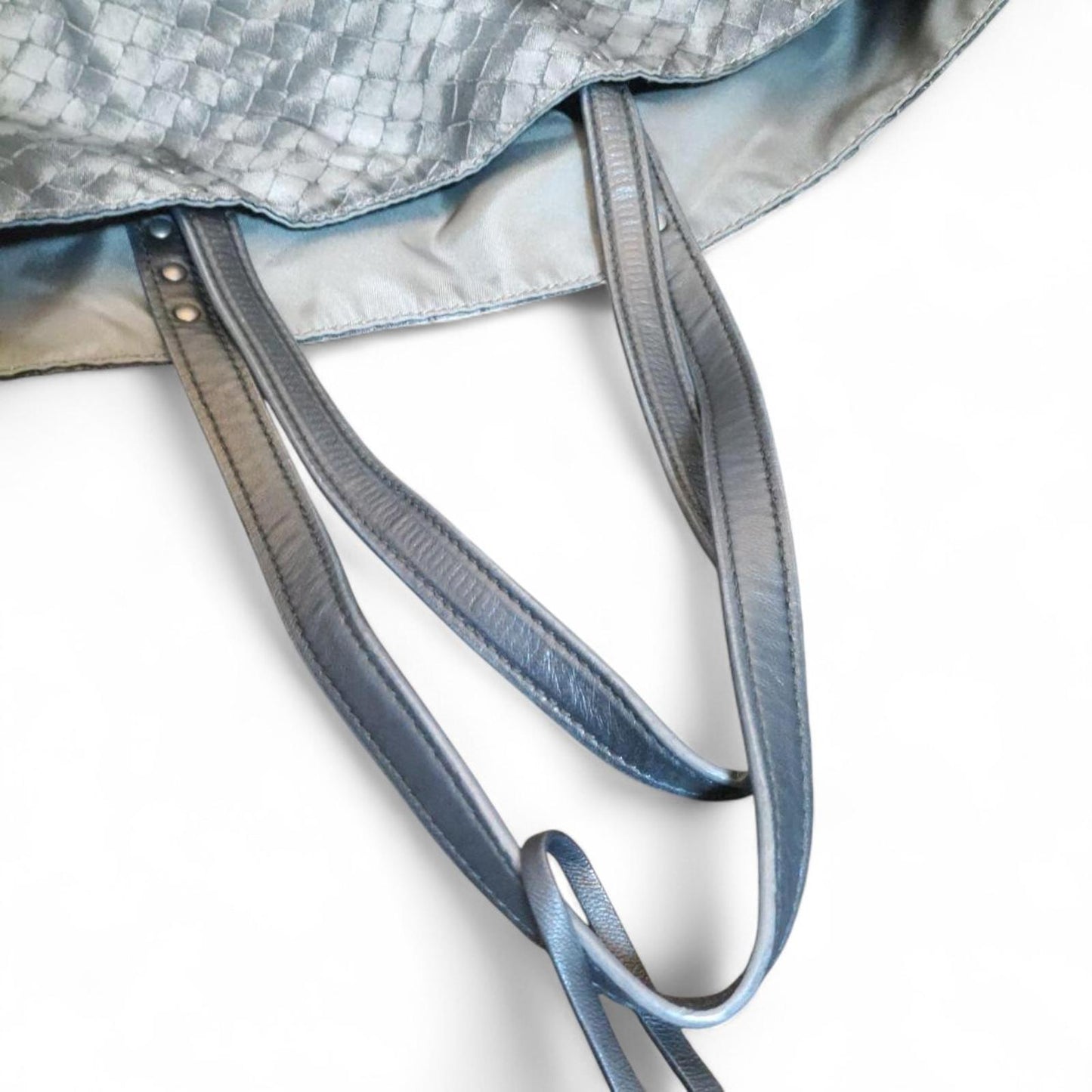 Butterfly Logo Brand - Black Woven Leather Tote Bag